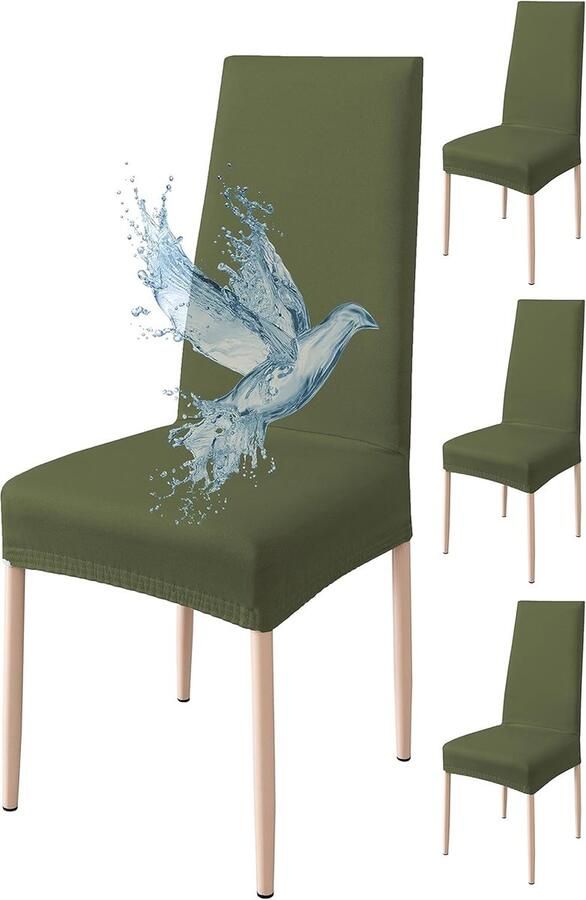 Rekbare stoelhoezen voor eetkamerstoelen 4 stuks Waterdicht en gemakkelijk te reinigen Universele fit (groen)