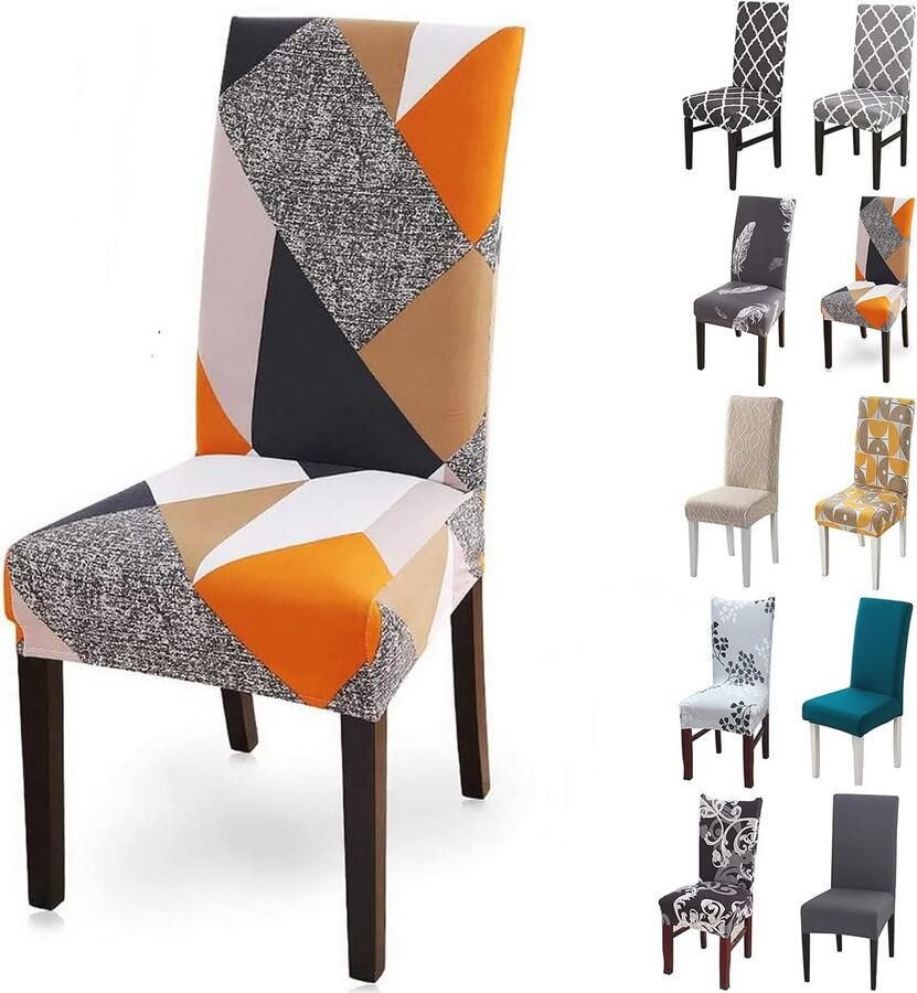 Rekbare stoelhoezen voor eetkamerstoelen 4 6 stuks afneembaar en wasbaar elastische beschermers voor gelegenheden