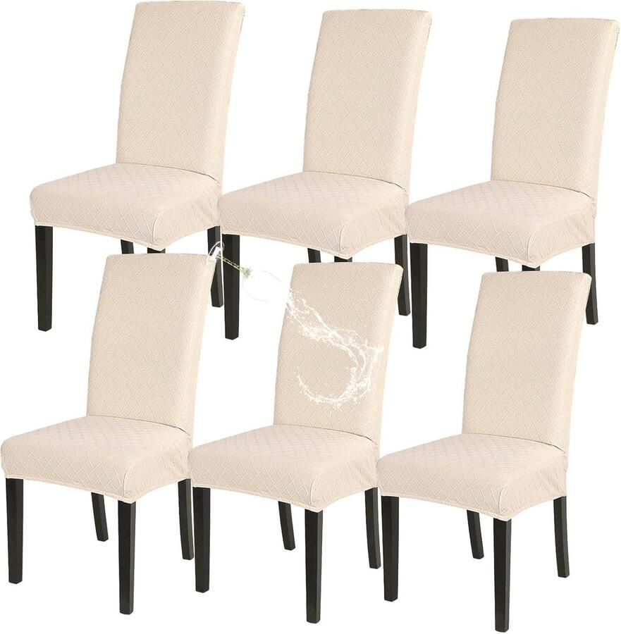 Rekbare Waterdichte Stoelhoezen voor Eetkamerstoelen 6 Stuks Machinewasbaar en Duurzaam Perfect voor Huizen met Kinderen en Huisdieren