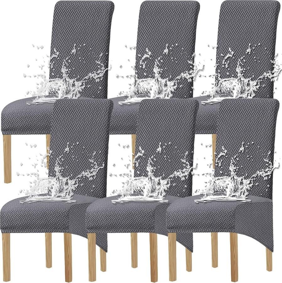 Rekbare Waterdichte Stoelhoezen voor Eetkamerstoelen Elastische Jacquard Set van 6