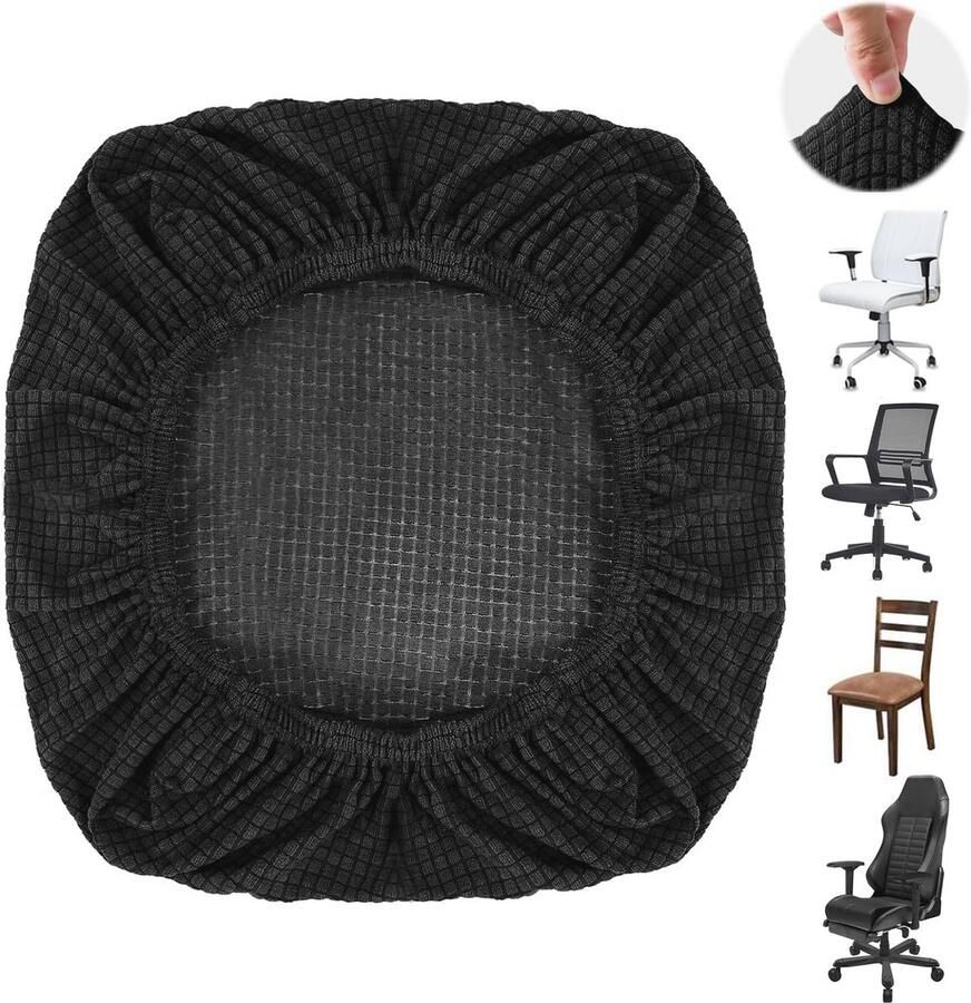 Zwarte Stretch Stoelhoes voor Draaibare Bureaustoel Universeel Afneembare en Wasbare Hoes 38-52 cm - Foto 2