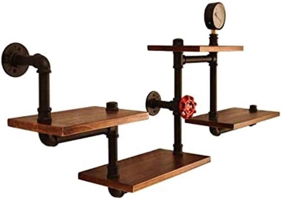 Rekken voor de muur Amerikaanse landelijke stijl zwevende planken vintage industrieel wandrek industrieel rek Pipe Display Rack Retro Iron wandmontage boekenrek buis planken