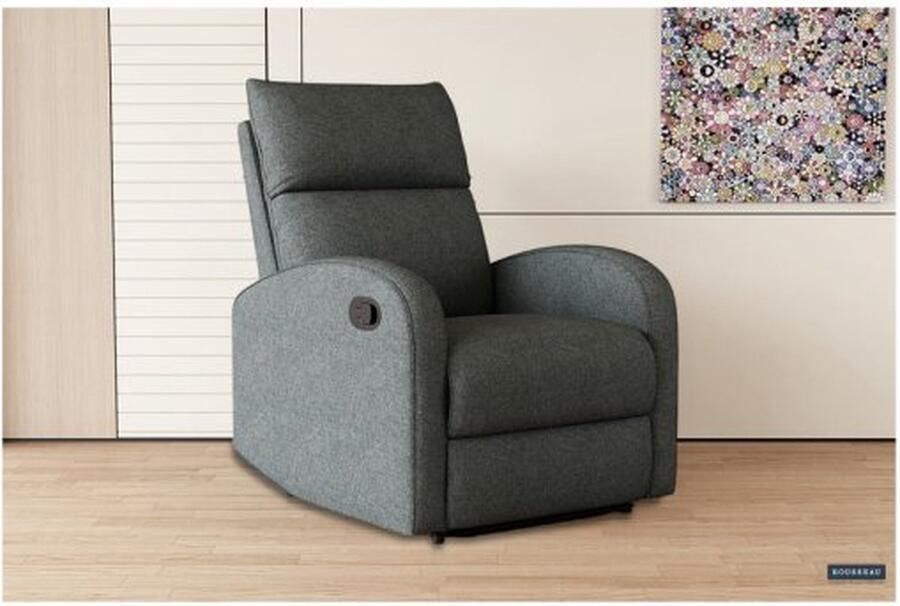 ZAZA Home Relax Fauteuil 'France' manueel verstelbaar Stof Grijs Poten metaal en bekleding Stof Max. 110 kg