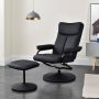 Unbranded Relax Fauteuil Julius Comfortabele Recliner Verstelbaar Met Poef Poef Imitatie Leder Zwart - Thumbnail 2