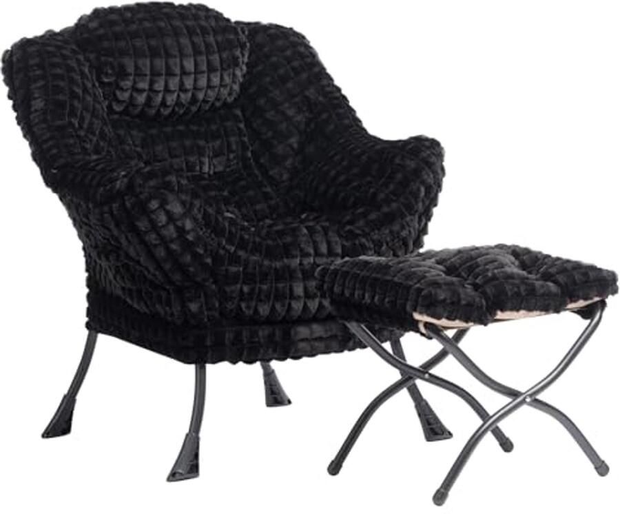 Relax Fauteuil met Voetenbank Comfortabele Lounge Stoel voor Woonkamer en Slaapkamer