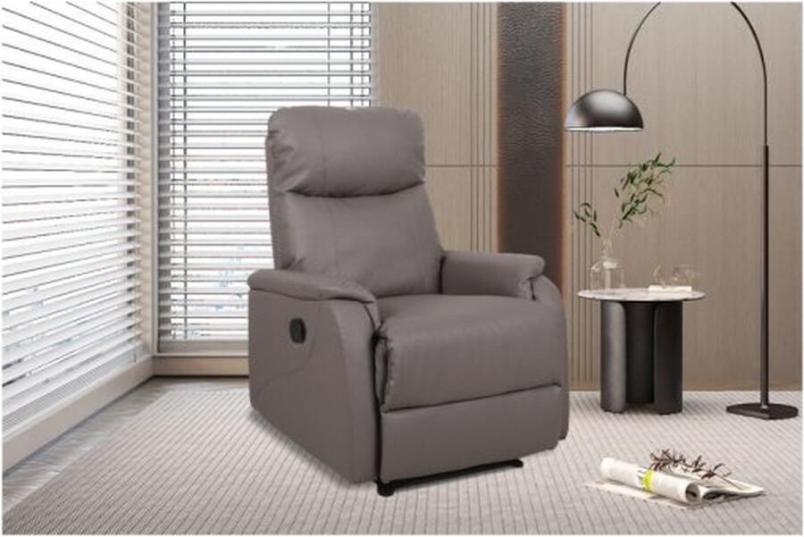 ZAZA Home Relax Fauteuil 'Tokio' manueel verstelbaar PU Taupe Poten metaal en bekleding PU Max. 110 kg