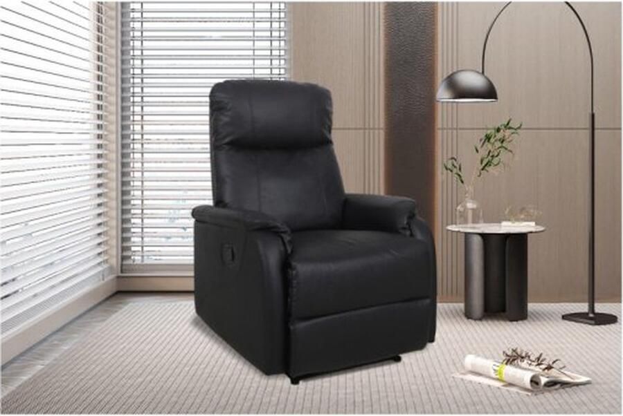 ZAZA Home Relax Fauteuil 'Tokio' manueel verstelbaar PU Zwart Poten metaal en bekleding PU Max. 110 kg