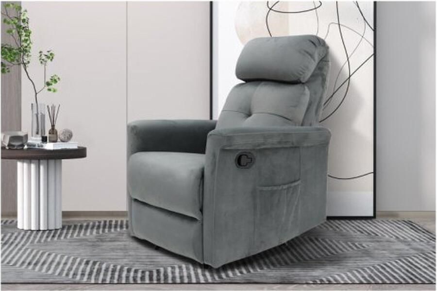 ZAZA Home Relax Fauteuil 'Wuhan' manueel verstelbaar Elephant Grijs Poten metaal en bekleding PU Max. 110 kg