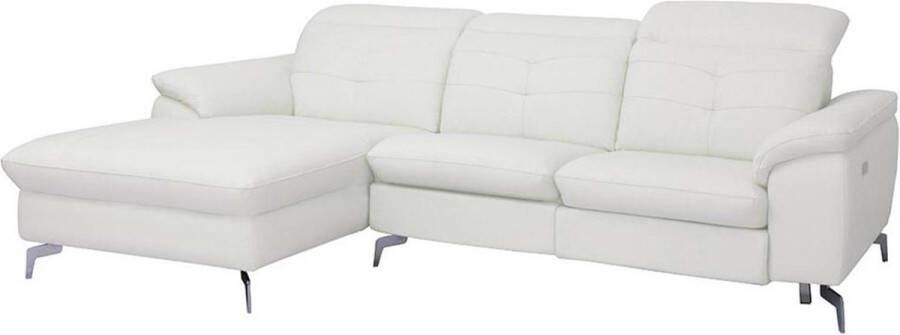 Vente-unique Relax hoekbank elektrisch van buffelleer LISMORE Wit Hoek links L 250 cm x H 98 cm x D 170 cm - Foto 5