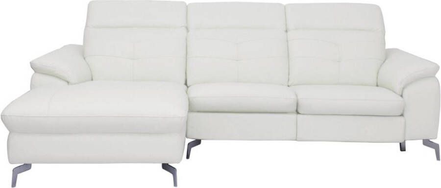 Relax hoekbank elektrisch van buffelleer LISMORE Wit Hoek links L 250 cm x H 98 cm x D 170 cm