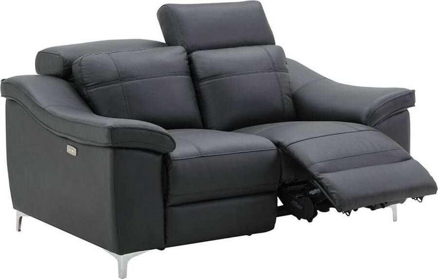 Relax tweezitsbank elektrisch van leer CAROLE Zwart L 165 cm x H 105 cm x D 108 cm