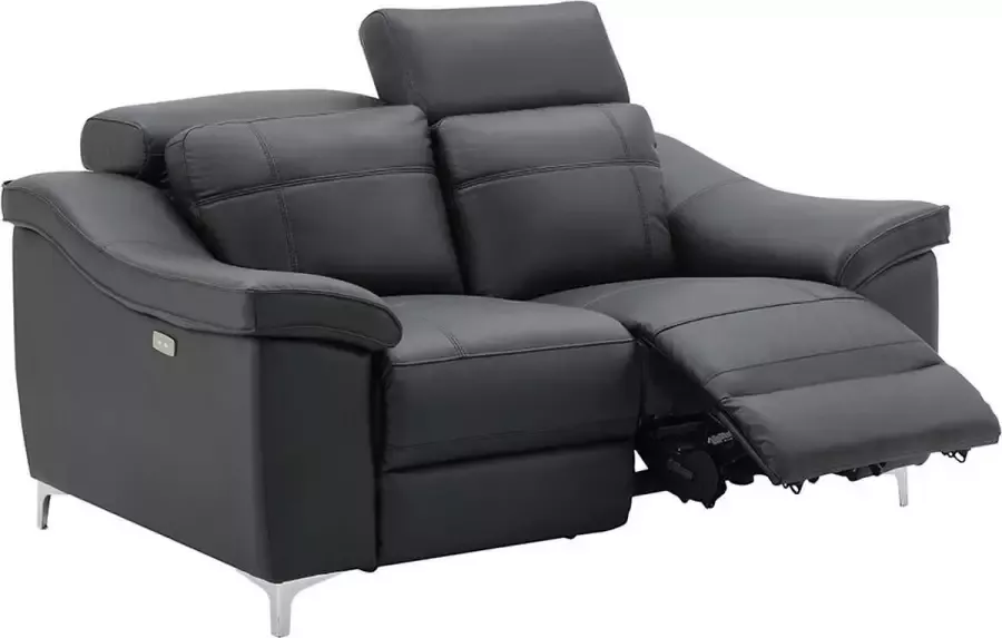 Vente-unique Relax tweezitsbank elektrisch van leer CAROLE Zwart L 165 cm x H 105 cm x D 108 cm - Foto 2