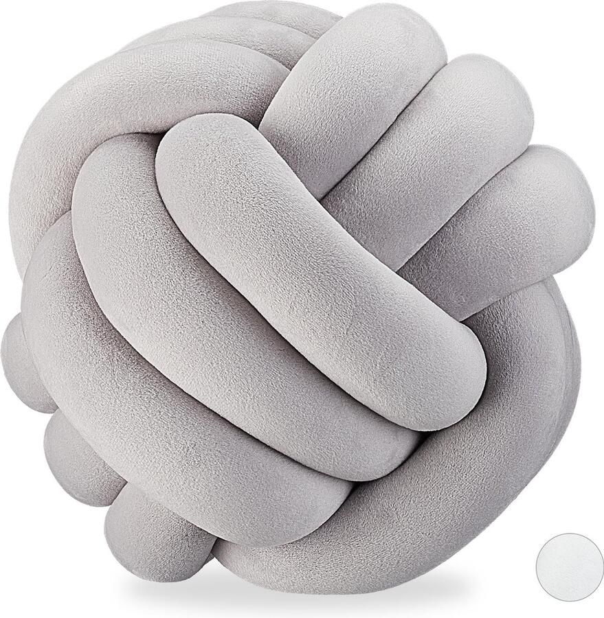 Relaxdays knot kussen decoratief Scandinavisch voor bank Ø 25 cm mint munt