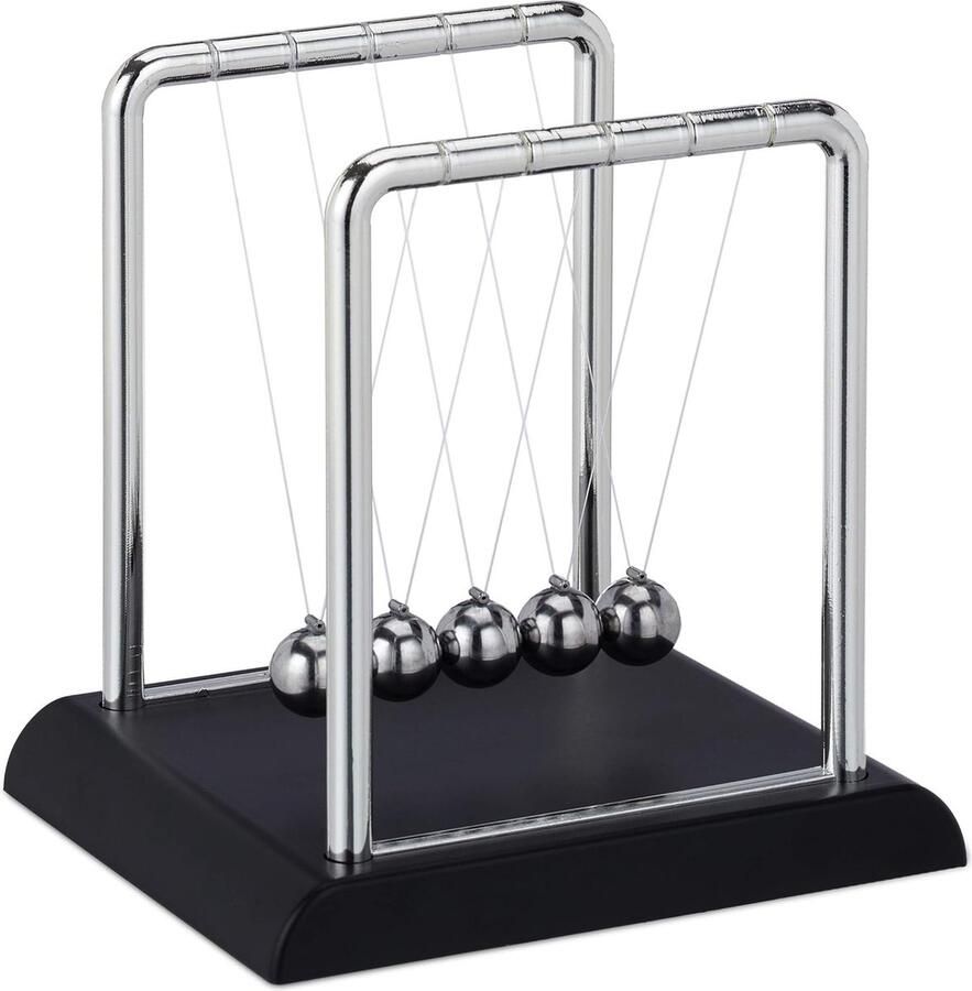 Relaxdays Newton Cradle 5 ballen HBD: ca. 13 5x13 5x11 5 cm decoratie voor kantoor & bureau balanceerballen zilver