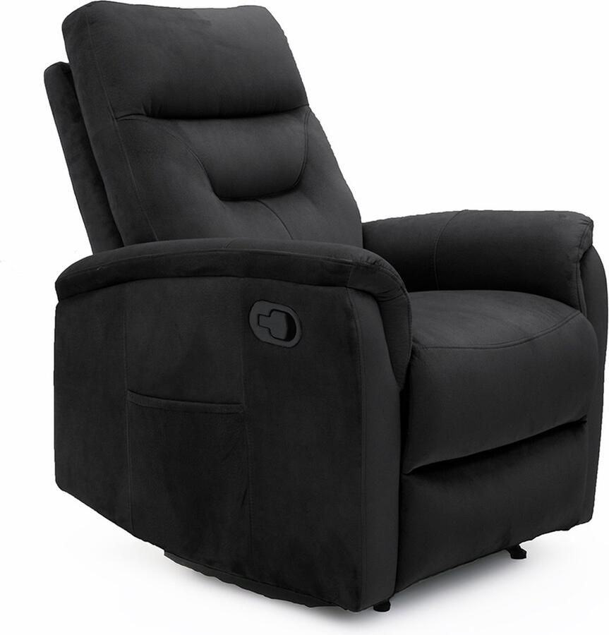 ZAZA Home Relax Fauteuil 'Breda' manueel verstelbaar Elephant Zwart Poten metaal en bekleding PU Max. 110 kg