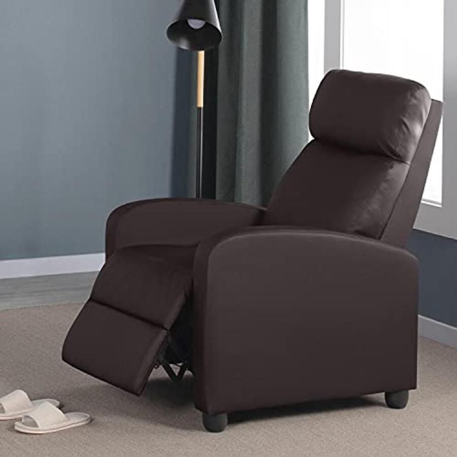 Relaxstoel televisiestoel relaxstoel ligstoel met ligfunctie beklede stoel kunstleer verstelbaar enkele ligstoel woonkamer slaapkamer thuisbioscoop bruin