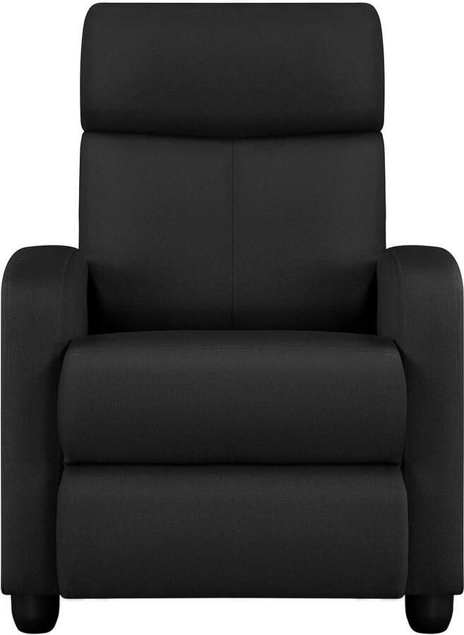 Relaxstoel televisiestoel Single sofa met verstelbare beensteun ligstoel van linnen stof zwart - Foto 2