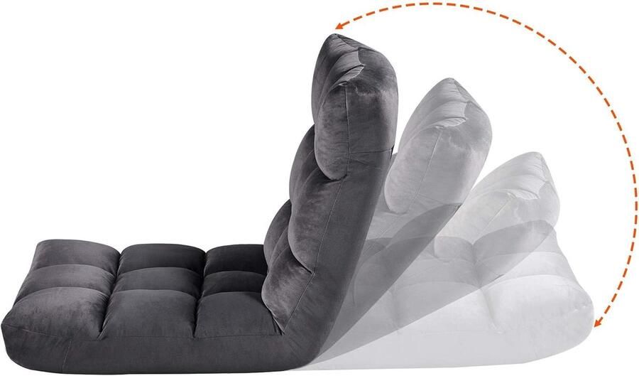 Relaxstoel vloerstoel opvouwbaar meditatiestoel vloerstoel met verstelbare rugleuning lazy sofa leesstoel voor thuis of op kantoor Grijs