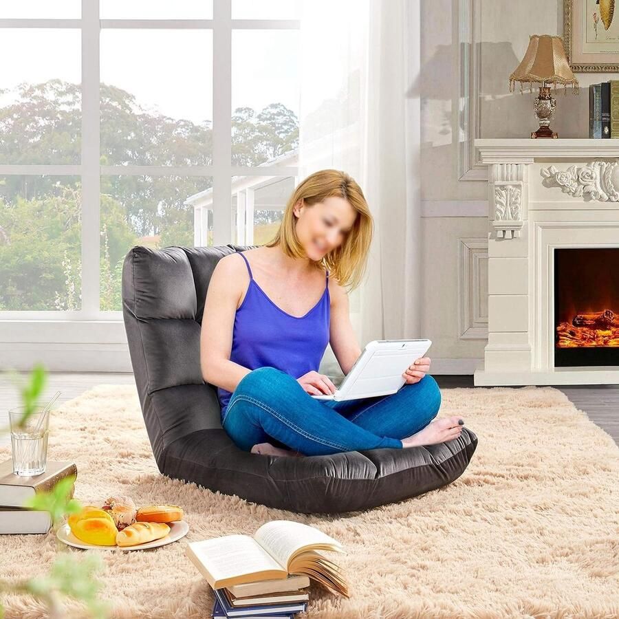 Relaxstoel vloerstoel opvouwbaar meditatiestoel vloerstoel met verstelbare rugleuning lazy sofa leesstoel voor thuis of op kantoor