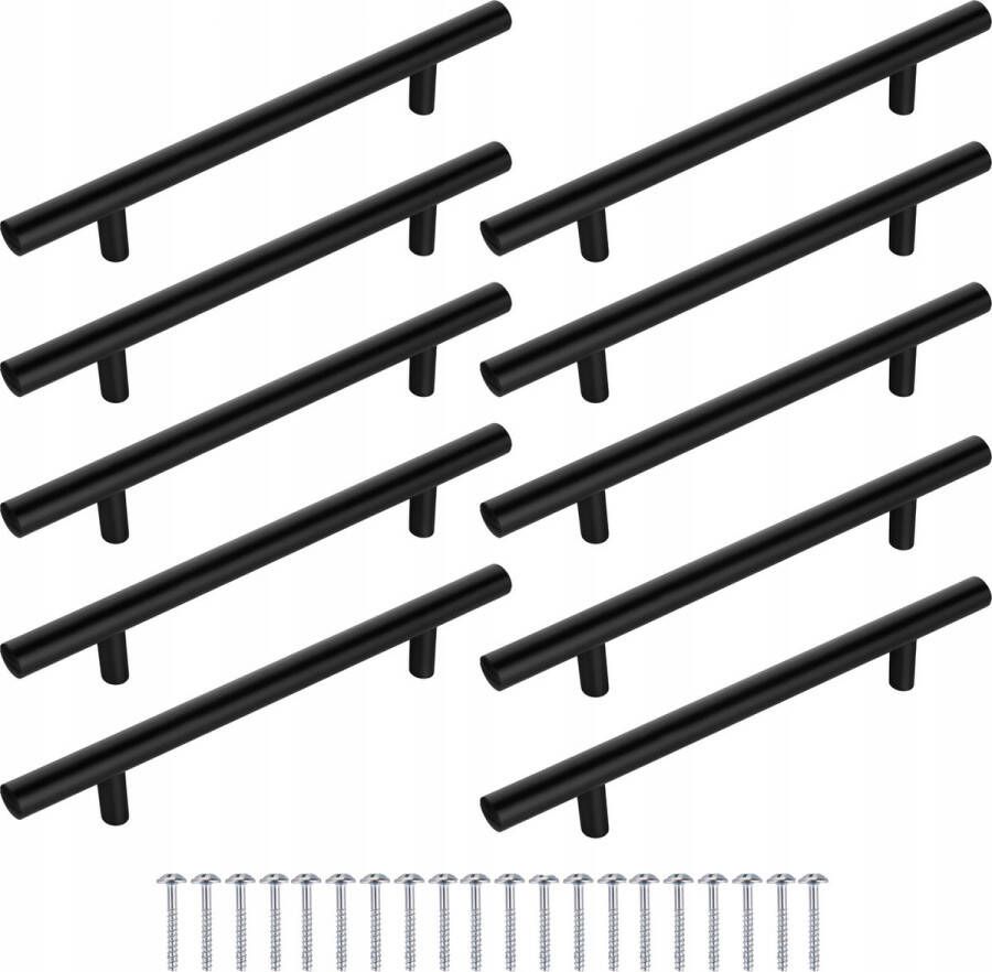 Renalux Design Handgreep Zwart Set van 10 Stuks Handgreep Badkamer Handvaten Kast Handgreep Kast Handgreep Keukenkastjes Handgrepen voor Deurtjes 200 mm 10 Stuks