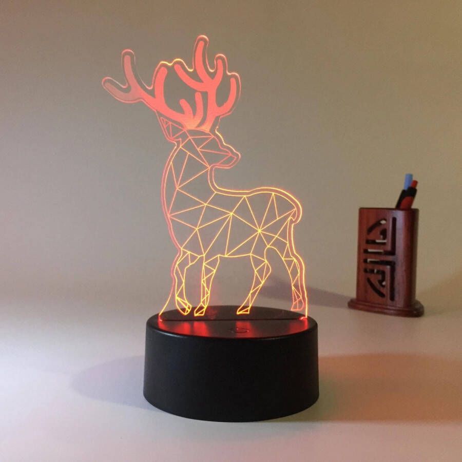Giftpoint Rendier 3D Lamp Kerstcadeau Kerst geschenk Cadeau voor hem of haar Huisdecoratie Nachtlamp 16 kleuren