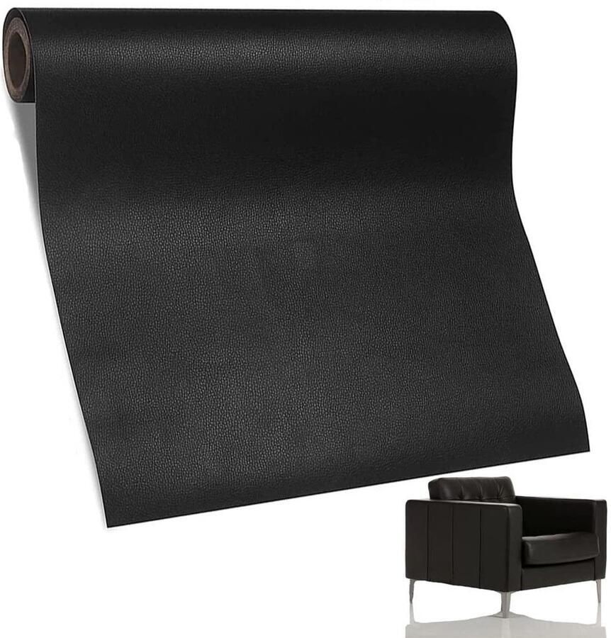 Reparatieset Zelfklevend Kunstleer Zwart 60 x 137 cm Voor Banken Autostoelen en Meer