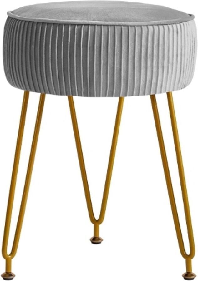 Retadou Fluwelen ronde voetensteun kruk Ottoman make-up ijdelheidspak bijzettafel fluwelen kleedtafel zitpoef bankkruk gouden stalen poten blauw L G-30G