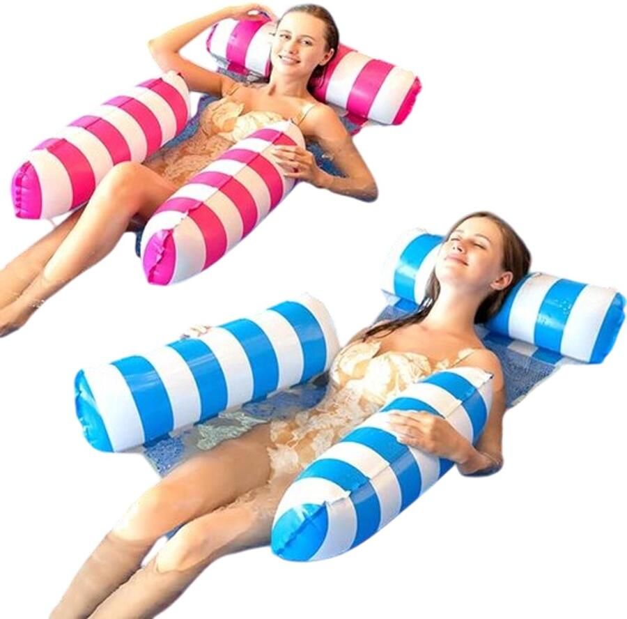 Retadou Luchtmatras zwembad waterhangmat voor volwassenen luchtmatras water met net accessoires plezier zwemstoel hangmat opblaasbaar speelgoed 2 personen voor zee strand meer