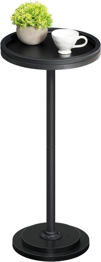 Retadou Ronde bijzettafel cocktailtafel bistrotafel voor kleine ruimtes woonkamer slaapkamer zwart