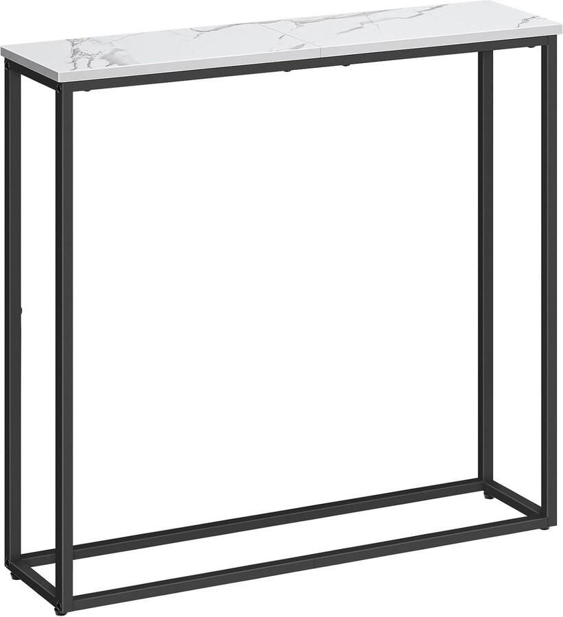 Retadou Smalle consoletafel 75 cm bijzettafel haltafel kleine tentoonstellingtafel banktafel voor kleine ruimte voor ingang hal marmer wit