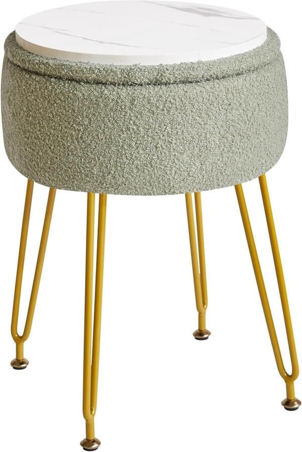 Retadou Teddy fluwelen opslag voetensteun kruk Ottomaanse make-up ijdelheid kruk bijzettafel met afneembare afdekking gouden stalen poten salontafel top cover lichtgroen