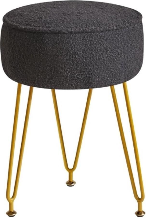 Retadou Teddy fluwelen ronde voetensteun kruk voetenbank make-up ijdelheidspak bijzettafel fluwelen kleedtafel poef bankkruk voor woonkamer en slaapkamer zwart