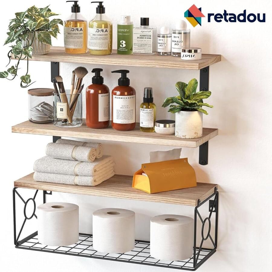 Retadou zwevende wandplank wandplanken houten planken 3 + 1 stuks voor slaapkamer badkamer woonkamer keuken thuiskantoor bijkeuken