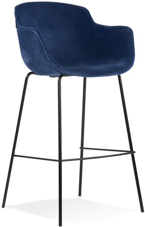 Retro Barkruk Blauw Fluweel Barstoel Maximaal Comfort