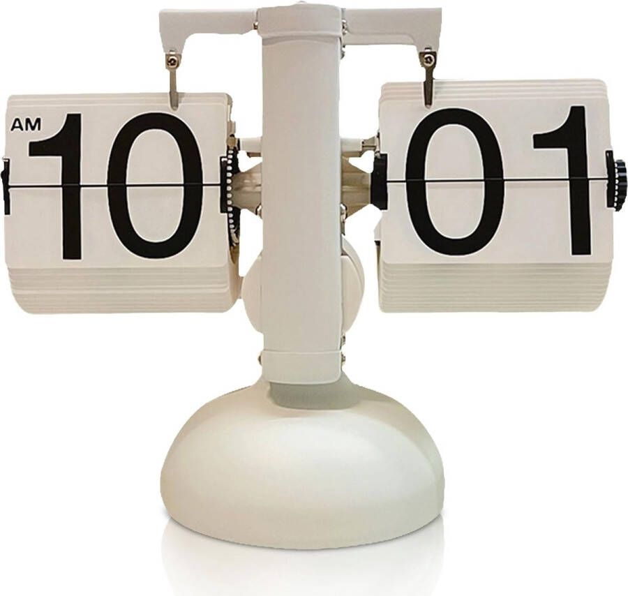 Retro Flip Clock Vintage Design Flip Desk Clock Tafelklok Digitale Flip Down Clock Op Batterijen Met Interne Tandwielaangedreven Klok Witte Retro Flipklok