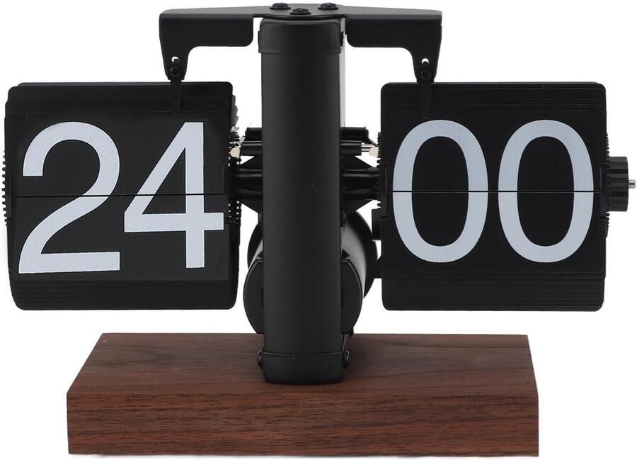 Retro Flip Desk Clock 24 Hours Flip Desk Shelf Clock Digital Mechanical Flip Clock Battery Powered Anti-slip Base Vintage Design Car Flip Clock for Living Room Office
