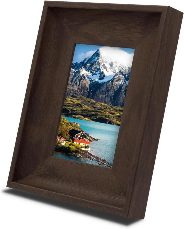 Retro fotolijst voor muur of tafel kunsthars 1 stuk donkerbruin 8 9 x 12 7 cm
