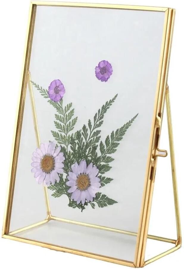 Retro glazen fotolijst goud geschikt voor tafel en rek 1 stuk