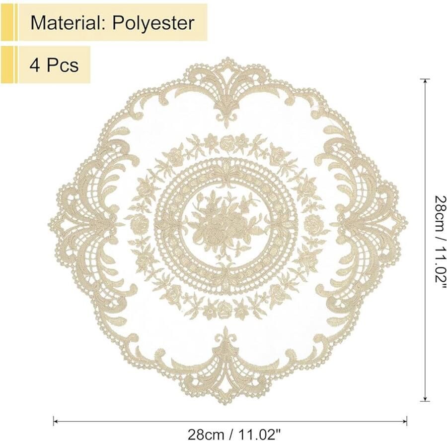 Retro kanten placemats set van 4 bruin 28 x 28 cm