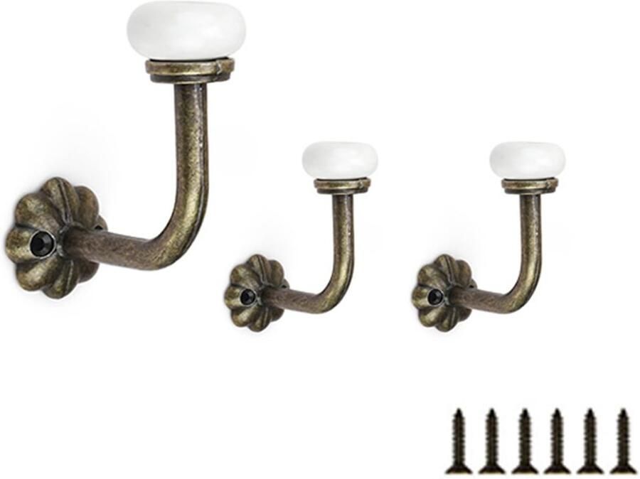 Retro keramische kapstok stijlvolle wandhaak 1 stuk wit brons zinklegering keramiek