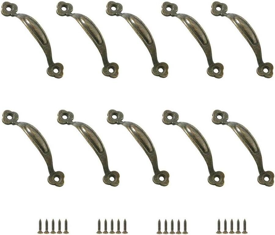 Retro Meubelgrepen Set van 10 stuks Rustieke Deurknoppen van Zinklegering voor Keukenkasten 80 mm