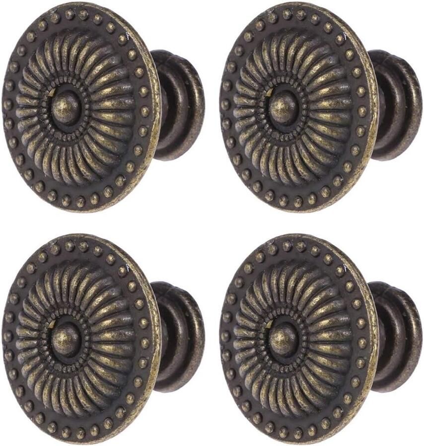 4-pack mini vintage knop lade trekt kast handgrepen knoppen met schroeven (brons)