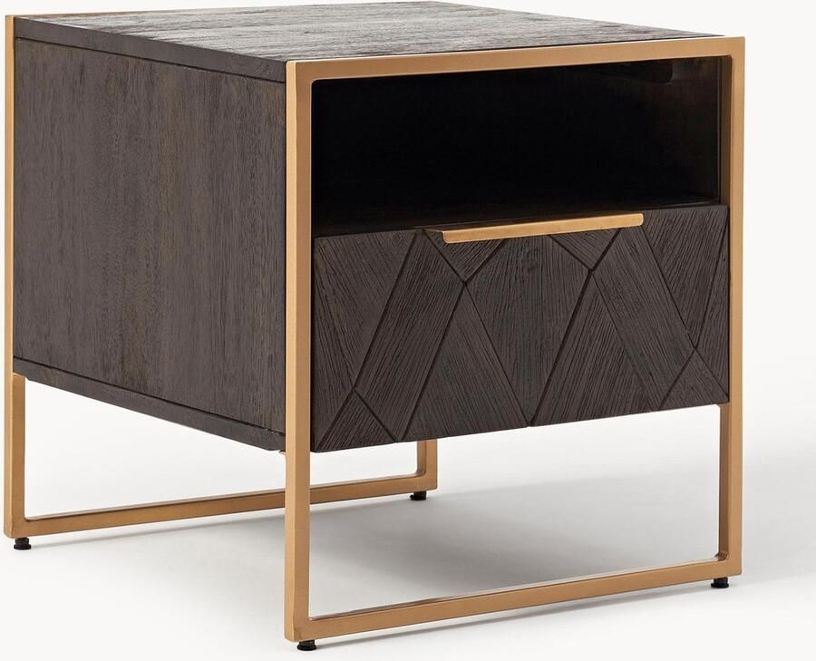 Retro nachtkast Harry van massief mangohout nachttafel 45x45x82