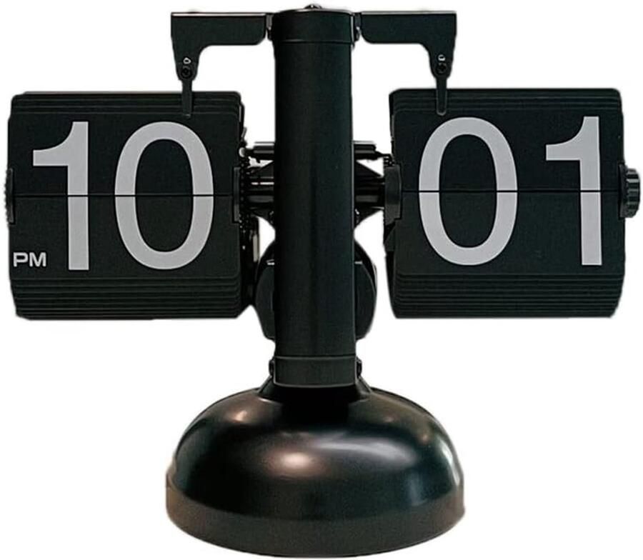 Retro Vintage Design Car Flip Desk Clock Retro Digital Flip Down Clock Mute Precise Mechanical Tabletop Flip Clock voor Thuis Kantoor School One Foot All Black