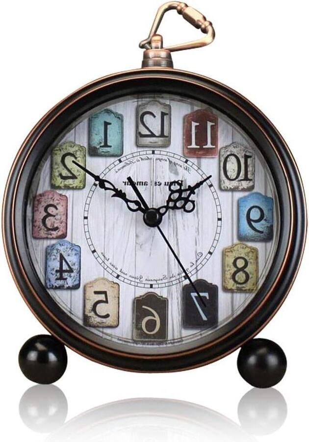 Retro Wekker 5 inch klassieke stille metalen vintage antieke tafel bureau plank kwarts klok batterij aangedreven luid wakker wekker voor nachtkastjes slaapkamer reizen