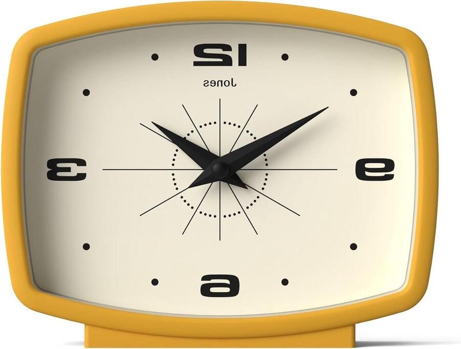 Retro Wekker Geel rechthoekig film bureauklok voor plank tafel schoorsteenmantel of nachtkastje