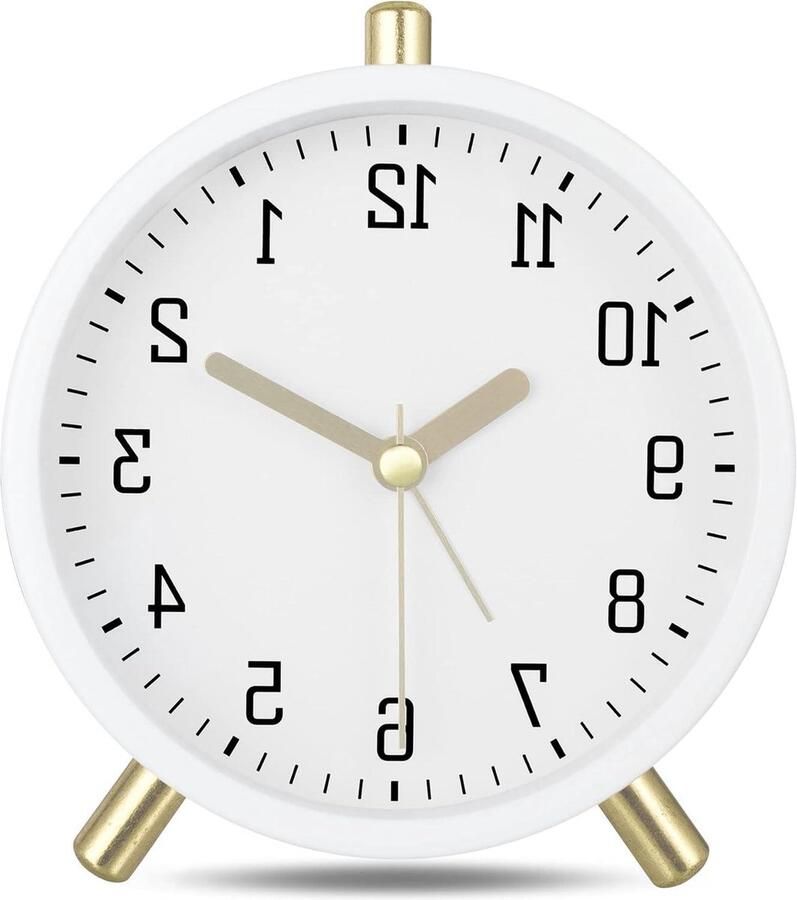 Retro Wekker Klassieke metalen melkwit geruisloos licht 11cm moderne eenvoudige decoratie tafelklok slaapkamer nachtkastje