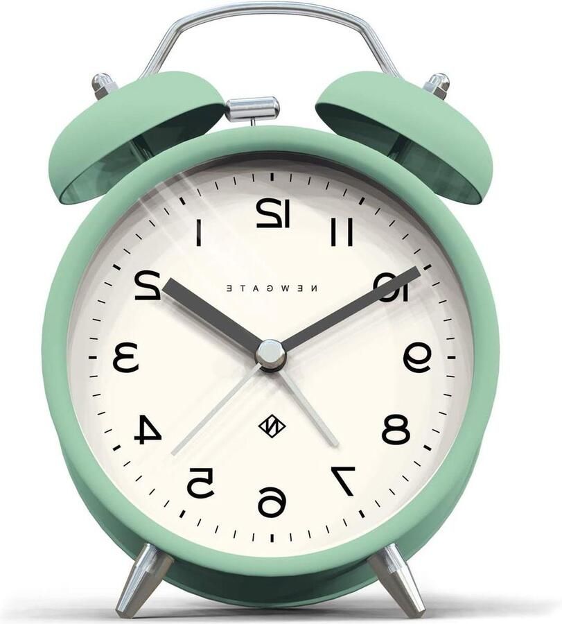 Retro Wekker Kleine eigentijdse nachtkastje wekker slaapkamer accessoires wekkers bureauklok schoorsteenklok nachtkastje klok Arabische cijfers (Neo-Mint)