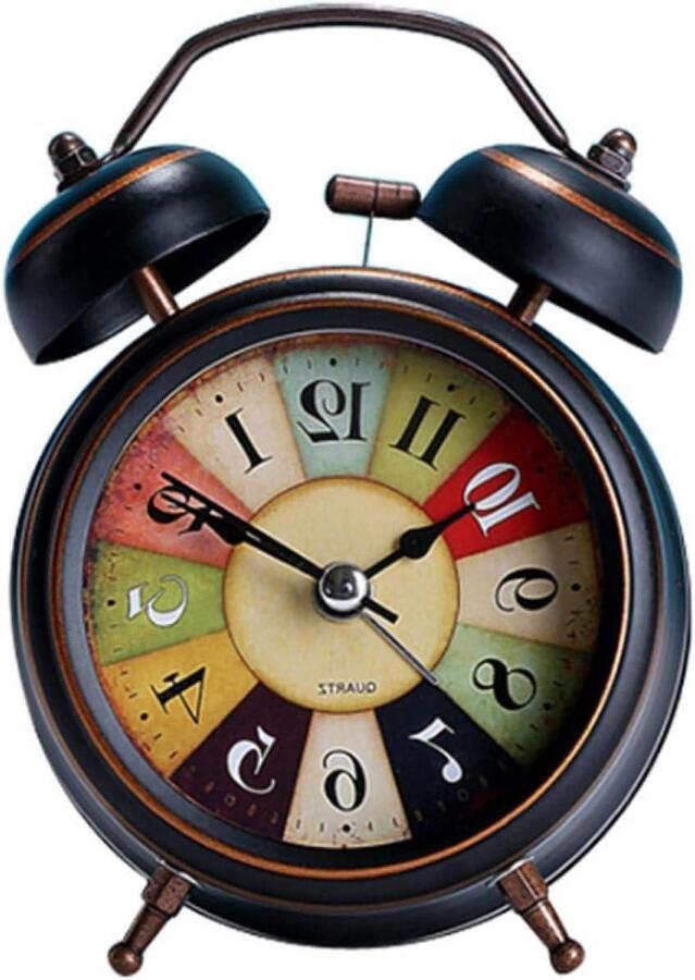 Retro Wekker Stil Dubbele Wekker van Metaal Kwarts Sterke Cuitan voor Nachtkastje Familie Slaapkamer