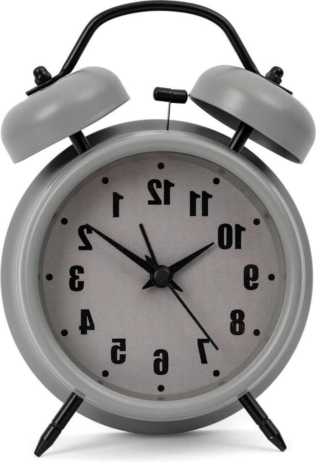 Retro Wekker Stille analoge wekker met dubbele bel en nachtlicht Nachtkastje wekker grijs Zonder tikken